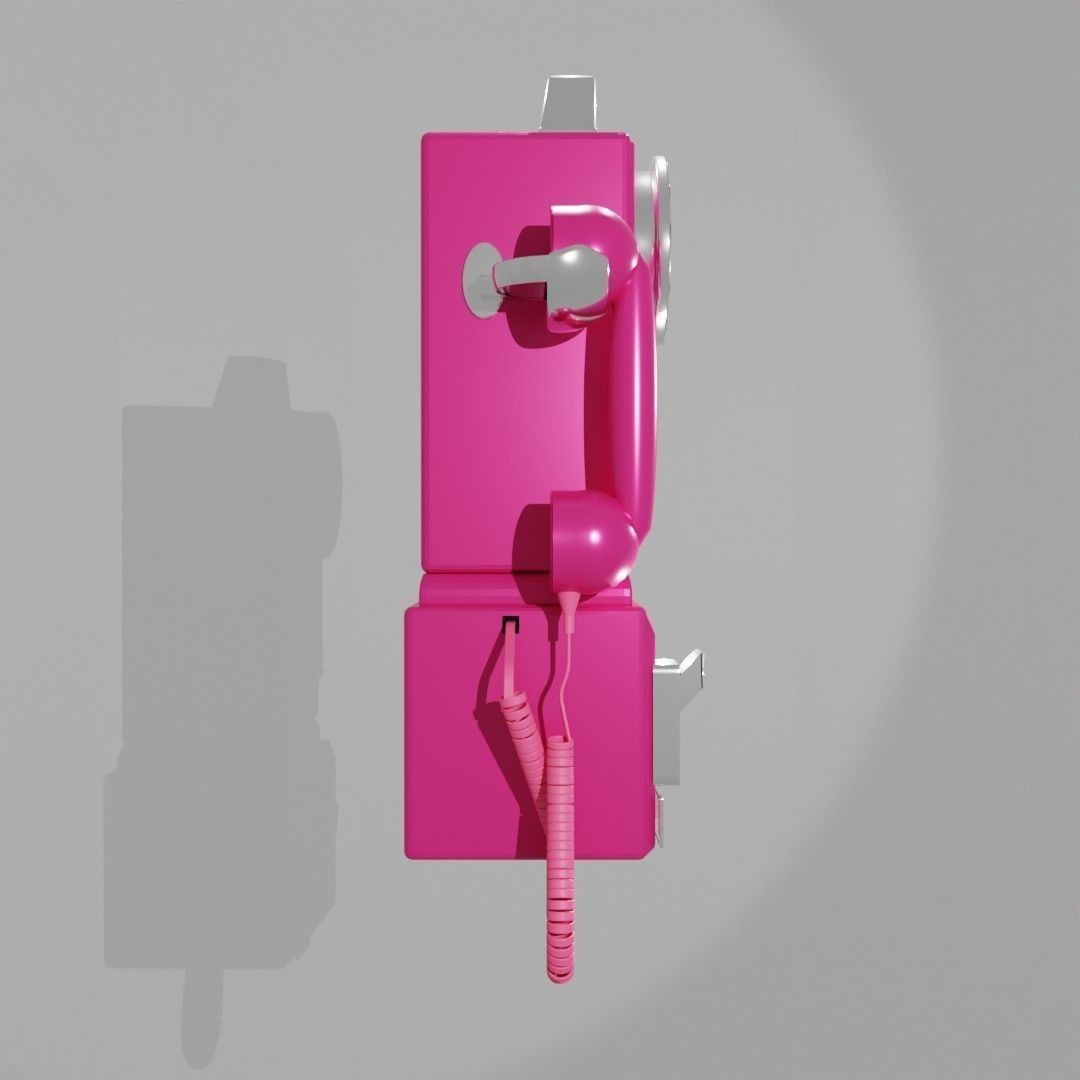 Vintage Payphone 3D Model – Classic Retro Phone Asset, FBX & OBJ - View 6