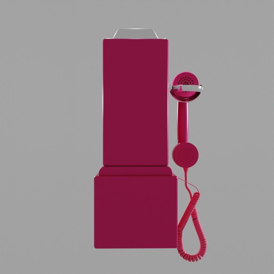 Vintage Payphone 3D Model – Classic Retro Phone Asset, FBX & OBJ - View 7