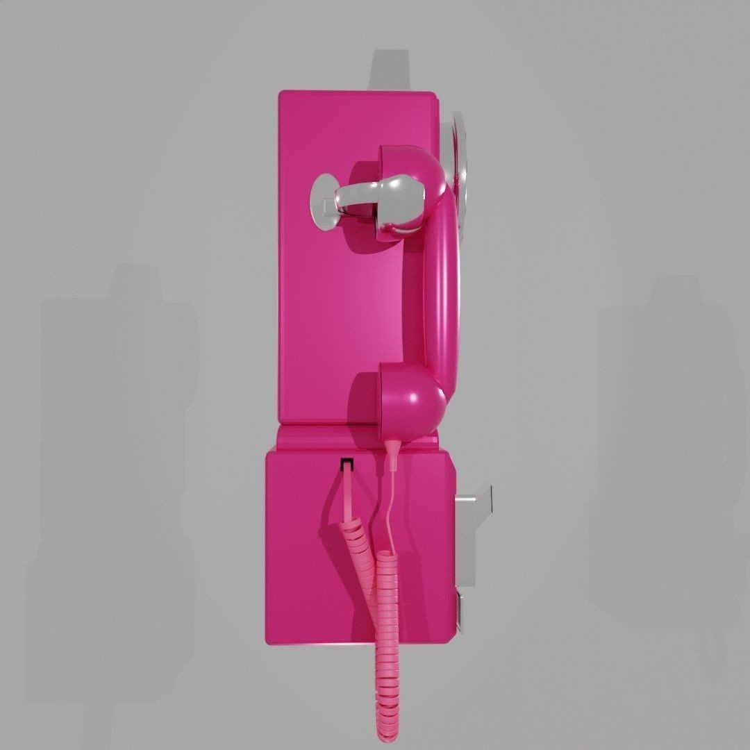 Vintage Payphone 3D Model – Classic Retro Phone Asset, FBX & OBJ - View 8