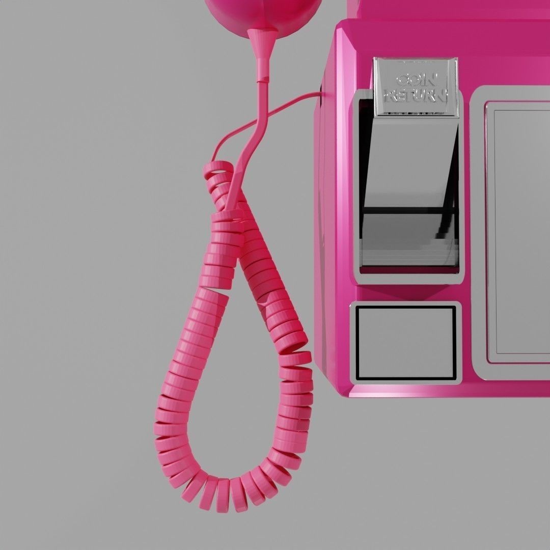 Vintage Payphone 3D Model – Classic Retro Phone Asset, FBX & OBJ - View 9