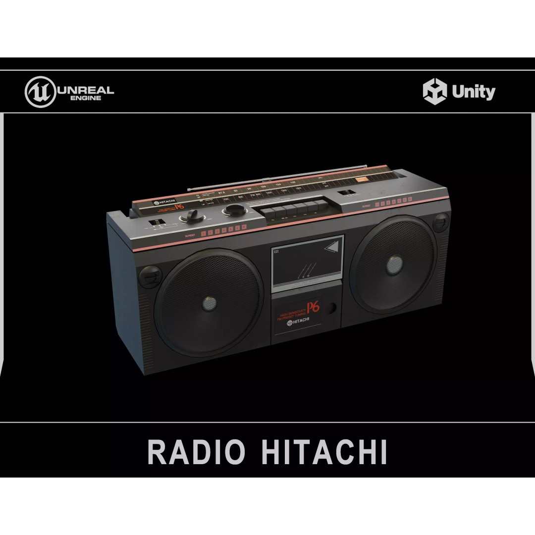 Portable Retro Radio 3D Model – Low Poly PBR Asset, FBX & OBJ - View 2