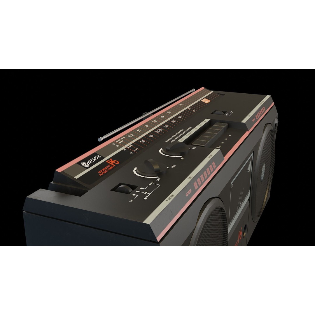 Portable Retro Radio 3D Model – Low Poly PBR Asset, FBX & OBJ - View 4