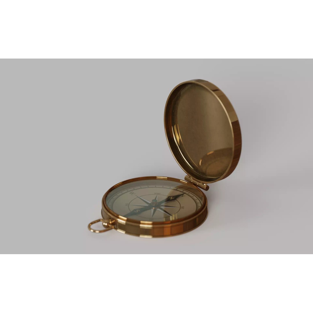 Old Compass 3D Model – Antique Navigation Asset, FBX, Blender - View 2
