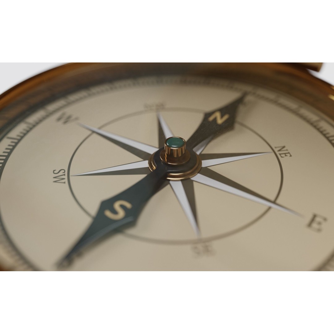 Old Compass 3D Model – Antique Navigation Asset, FBX, Blender - View 3