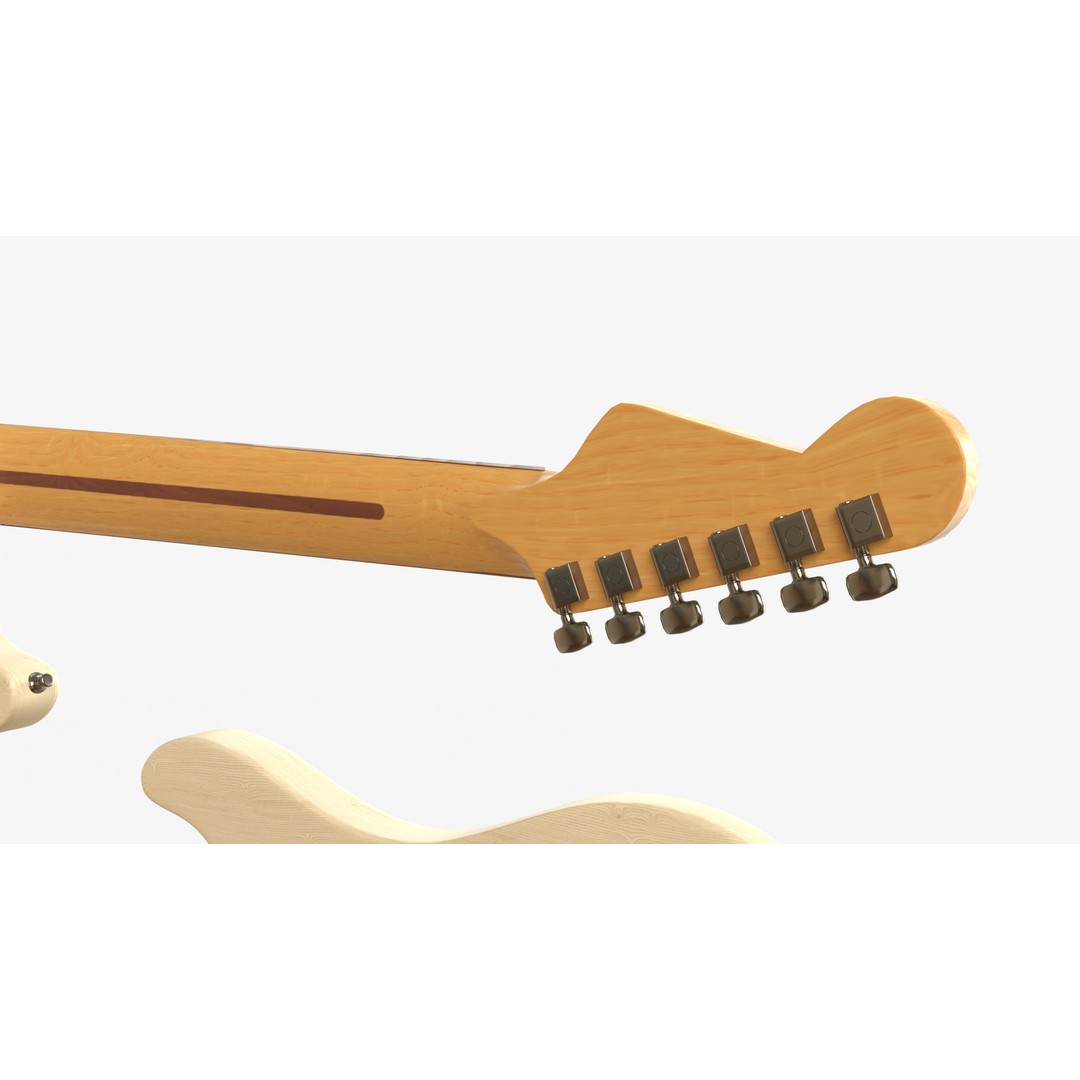 White Electric Guitar 3D Model – PBR Textures, FBX, Blender - View 10