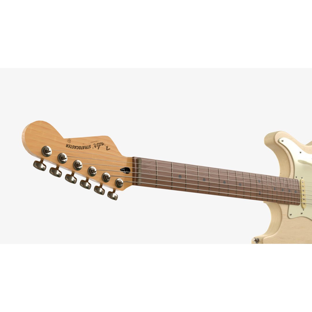 White Electric Guitar 3D Model – PBR Textures, FBX, Blender - View 11