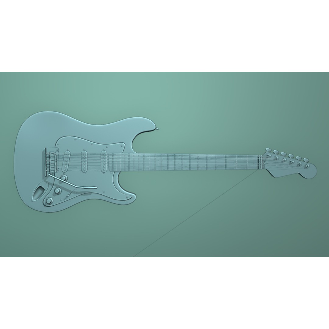White Electric Guitar 3D Model – PBR Textures, FBX, Blender - View 15