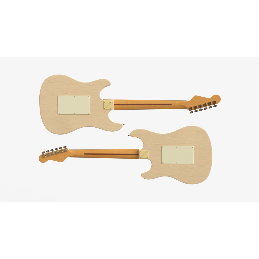 White Electric Guitar 3D Model – PBR Textures, FBX, Blender - View 6