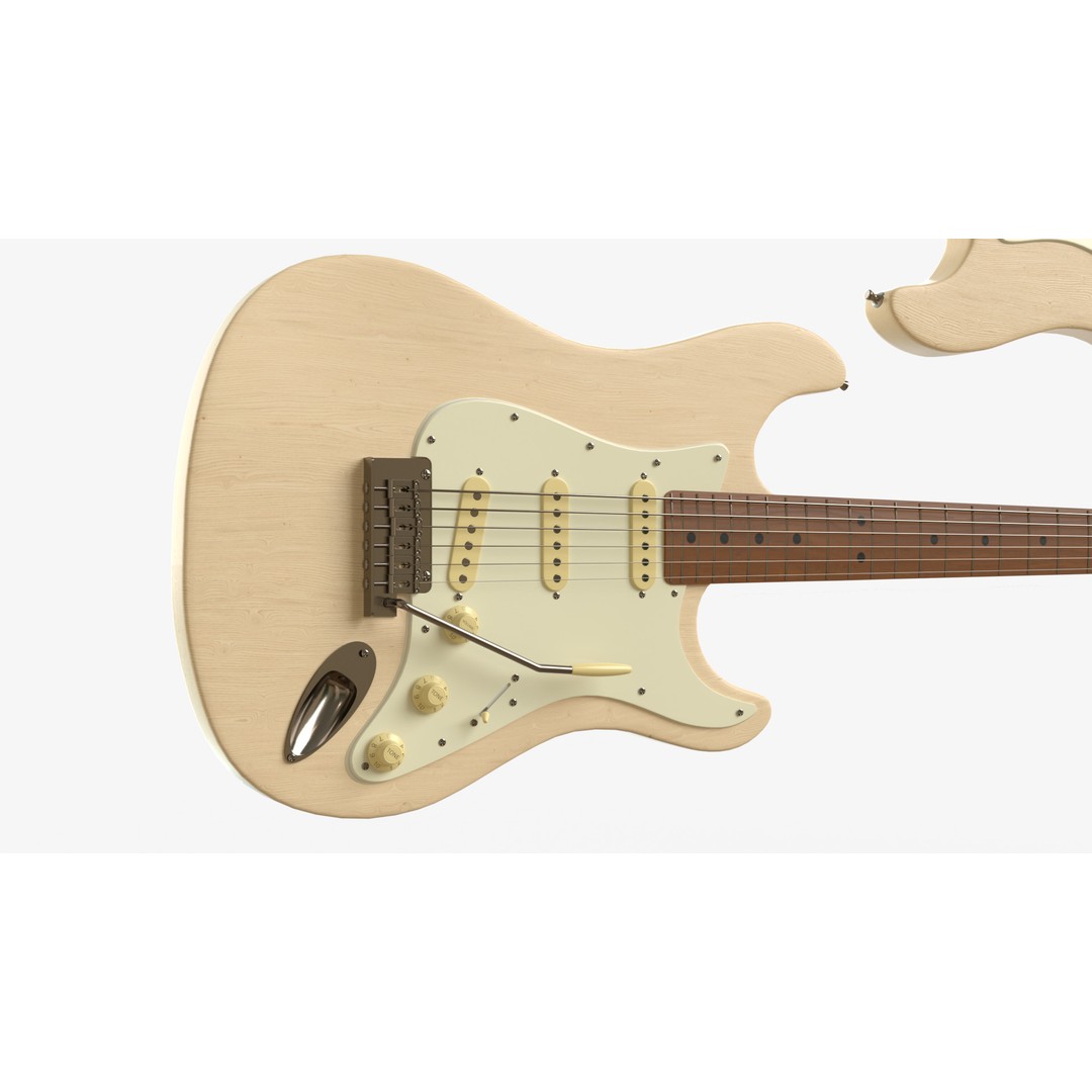 White Electric Guitar 3D Model – PBR Textures, FBX, Blender - View 7