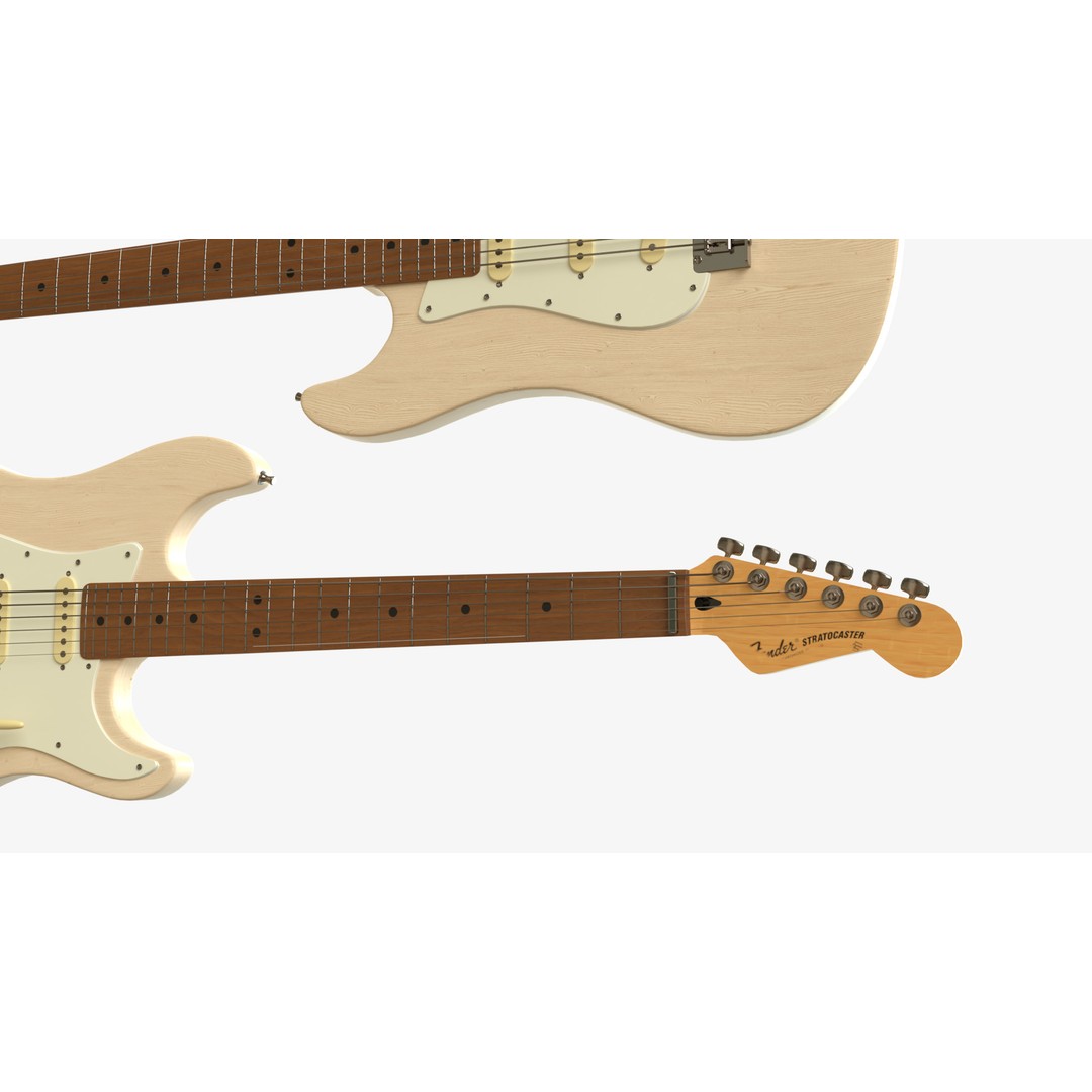 White Electric Guitar 3D Model – PBR Textures, FBX, Blender - View 8