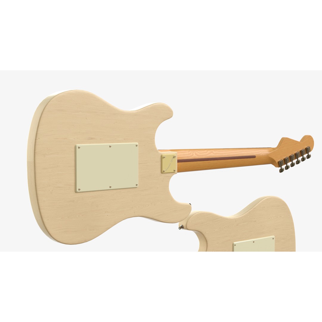 White Electric Guitar 3D Model – PBR Textures, FBX, Blender - View 9