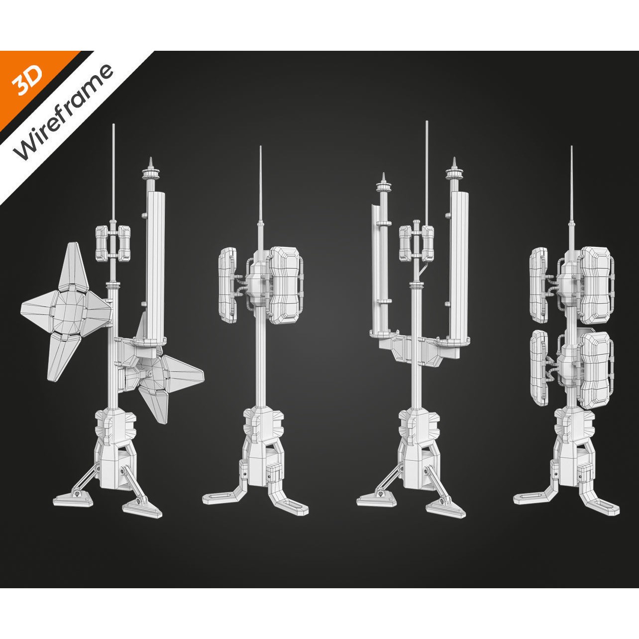 SCI-FI Antenna - Low-Poly Game-Ready 3D Model - View 11