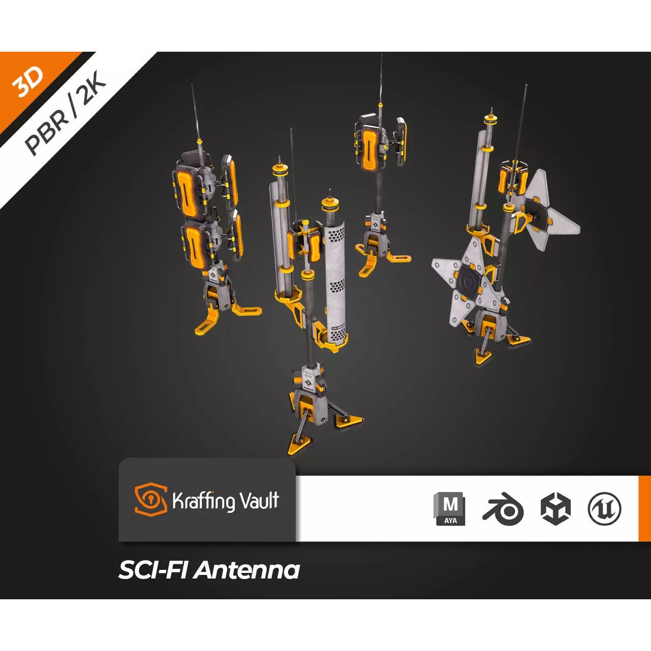 SCI-FI Antenna - Low-Poly Game-Ready 3D Model - View 2