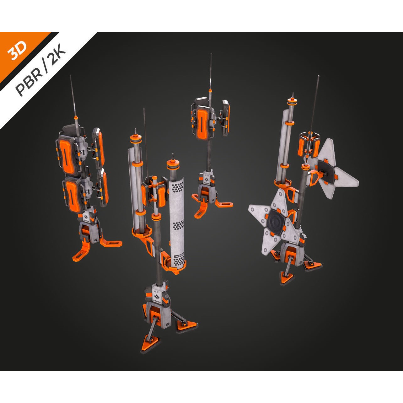 SCI-FI Antenna - Low-Poly Game-Ready 3D Model - View 4