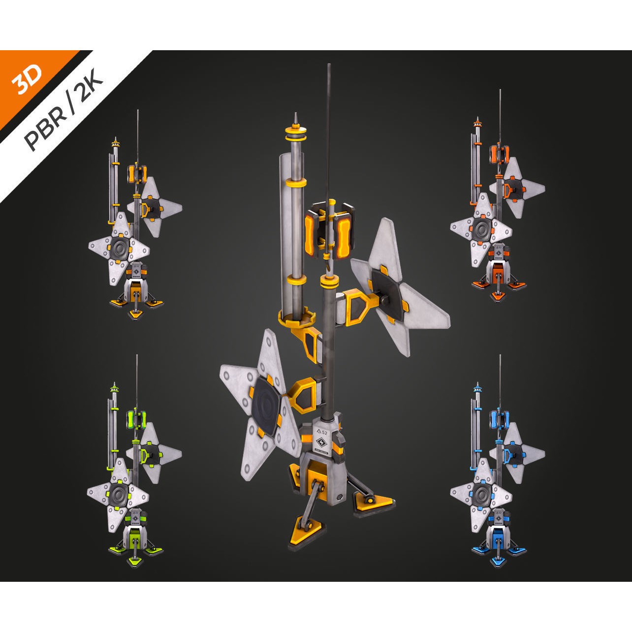 SCI-FI Antenna - Low-Poly Game-Ready 3D Model - View 6