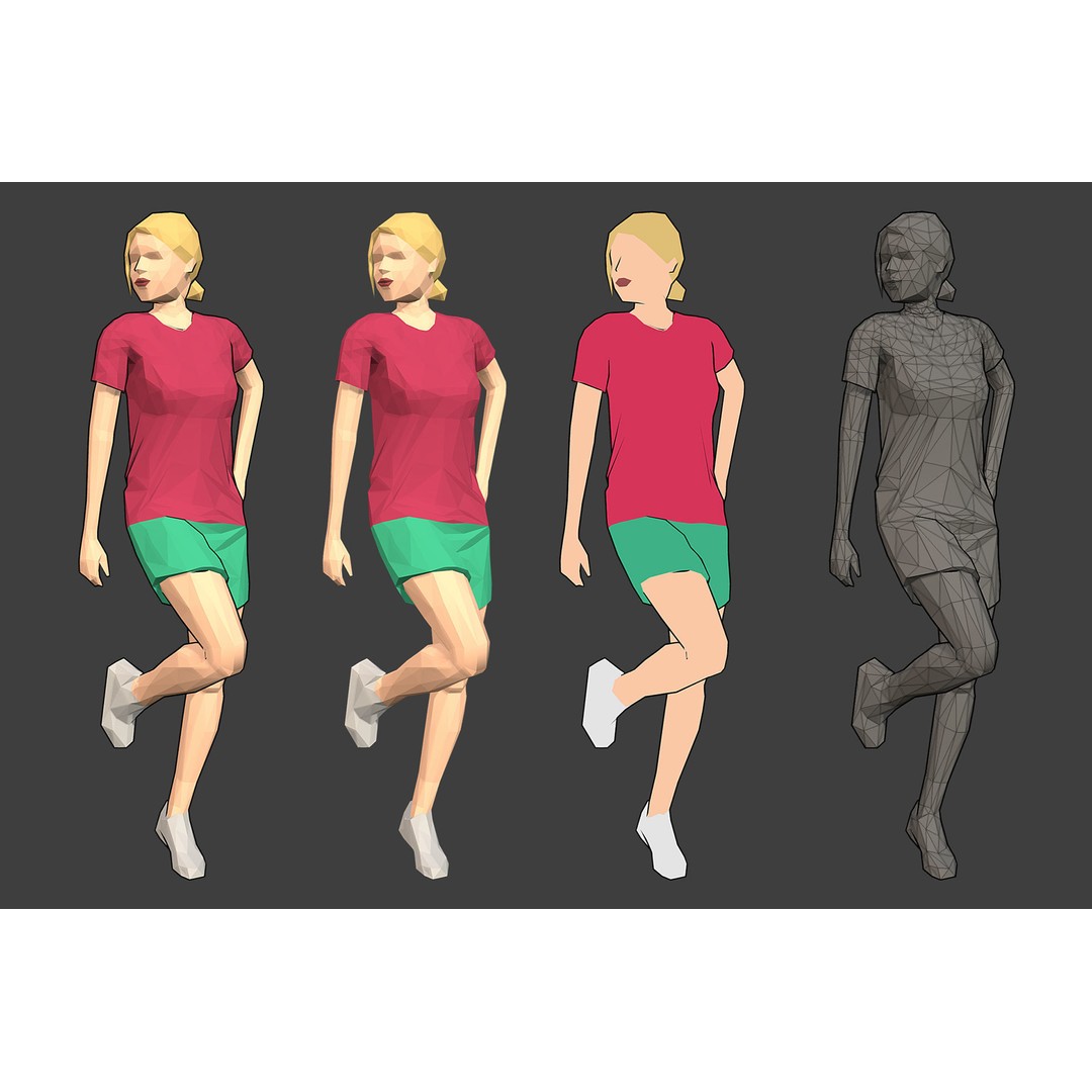 Rigged People 3D Model – Low Poly Character Pack for Games - View 13