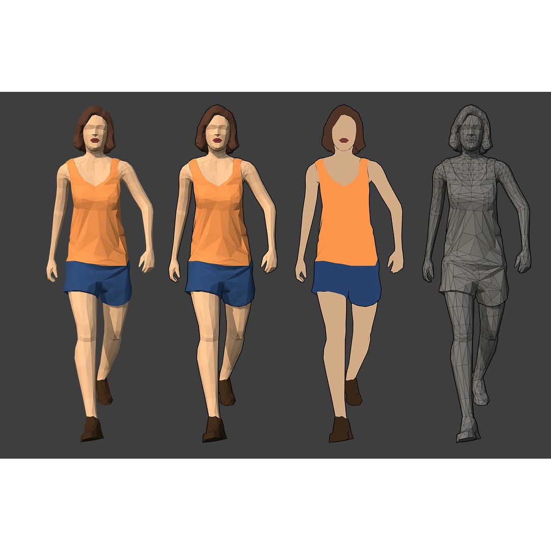 Rigged People 3D Model – Low Poly Character Pack for Games - View 16