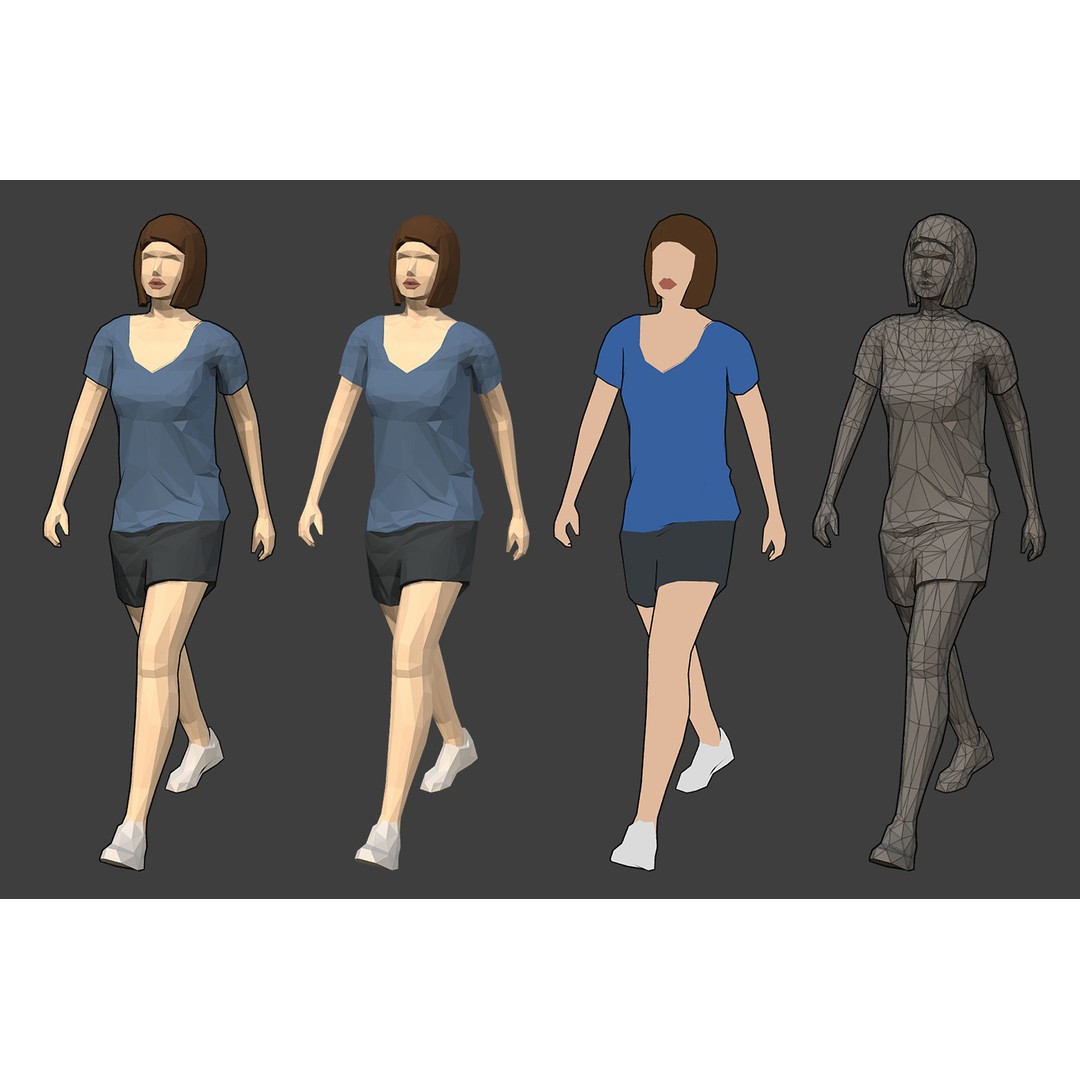 Rigged People 3D Model – Low Poly Character Pack for Games - View 21