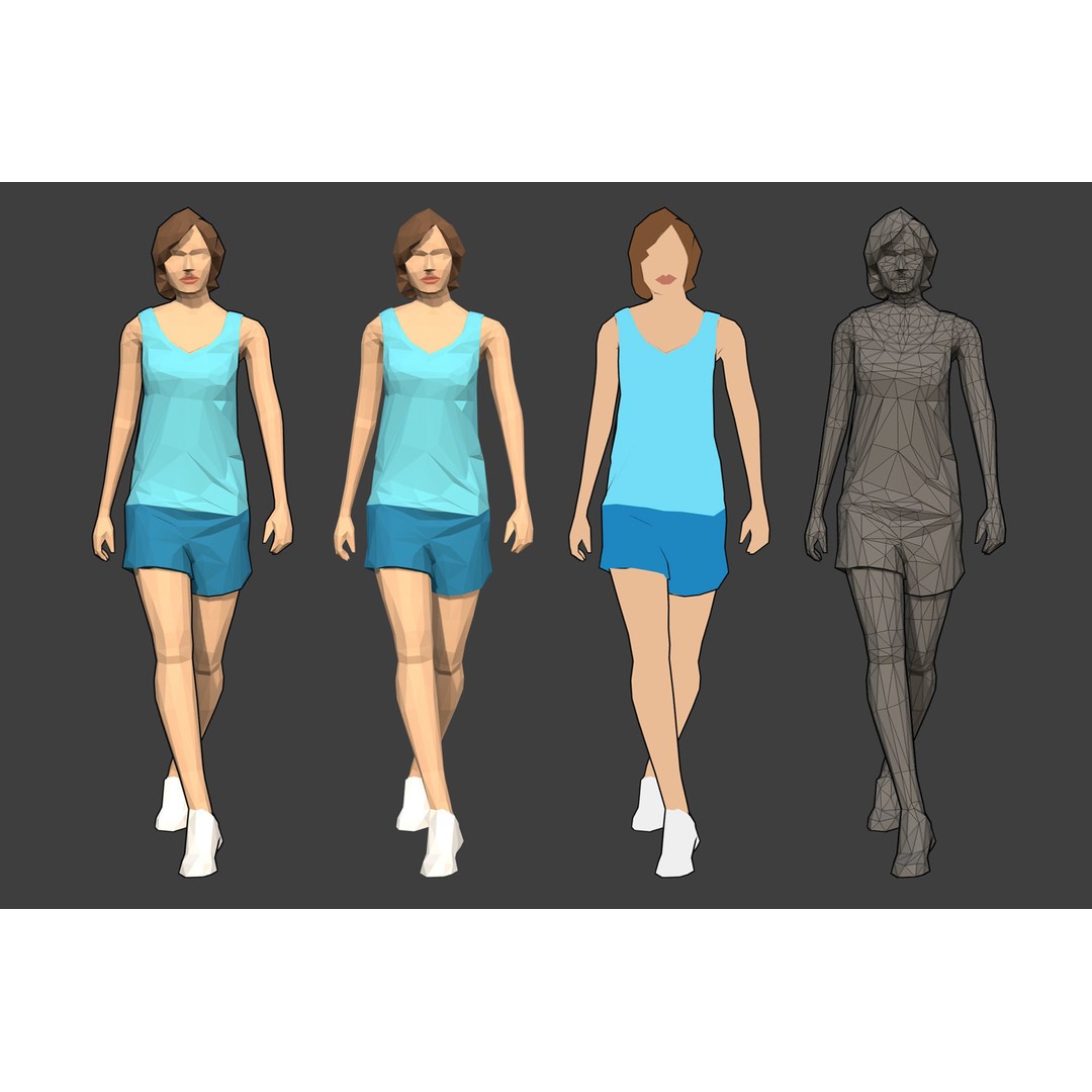 Rigged People 3D Model – Low Poly Character Pack for Games - View 22