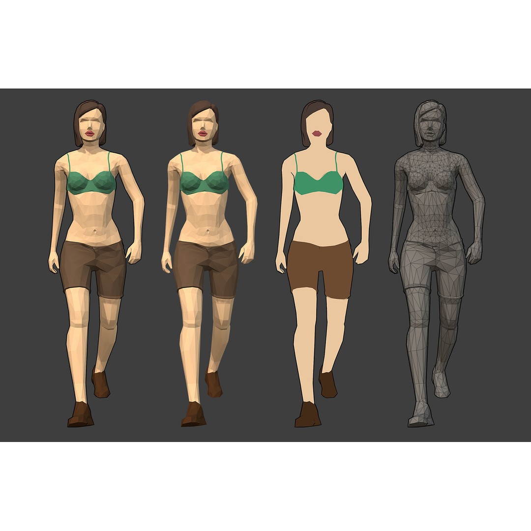 Rigged People 3D Model – Low Poly Character Pack for Games - View 23