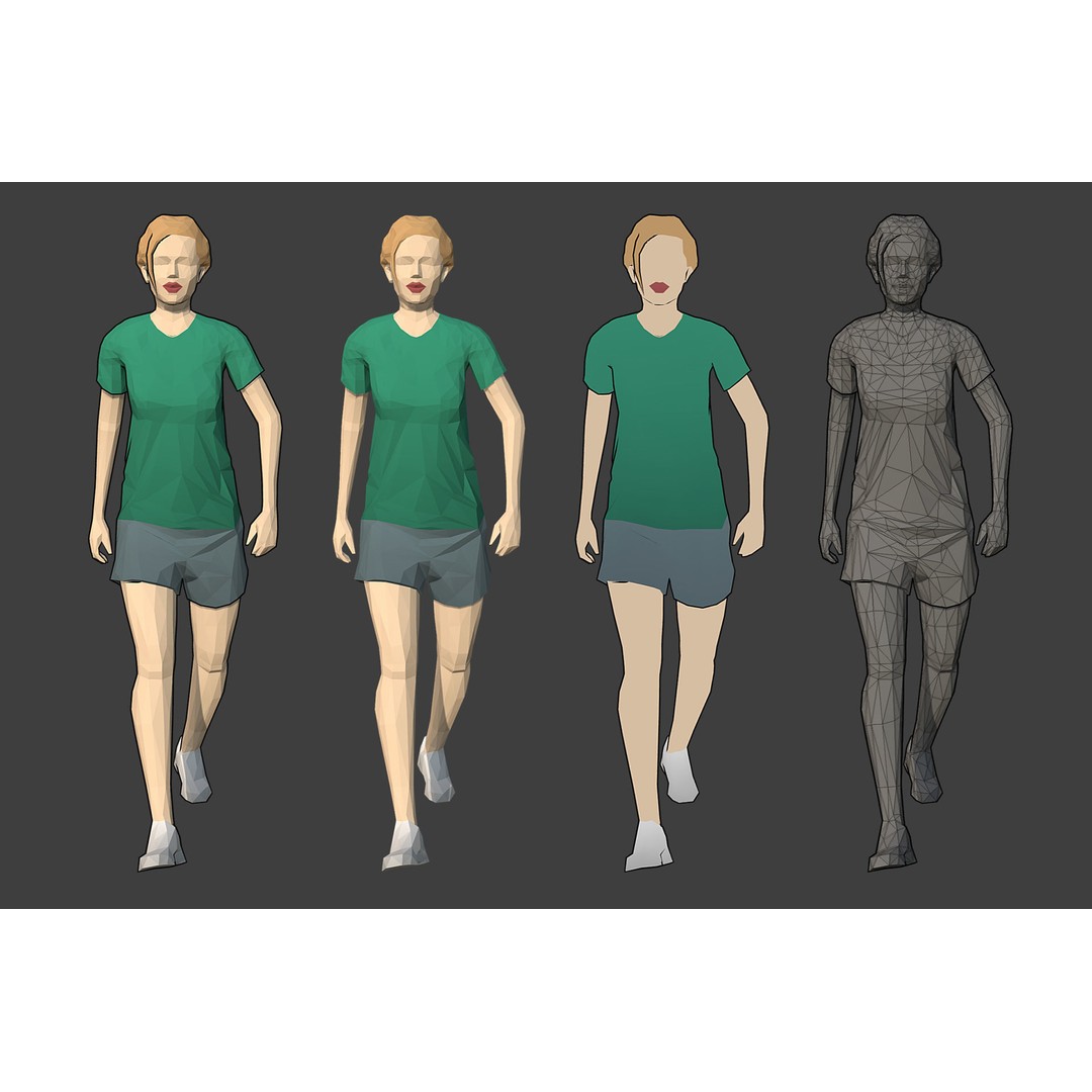 Rigged People 3D Model – Low Poly Character Pack for Games - View 24