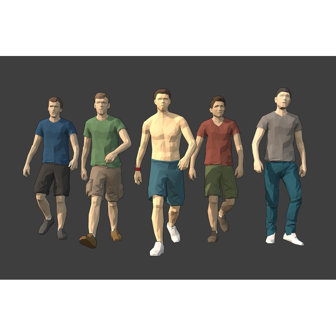 Rigged People 3D Model – Low Poly Character Pack for Games - View 32