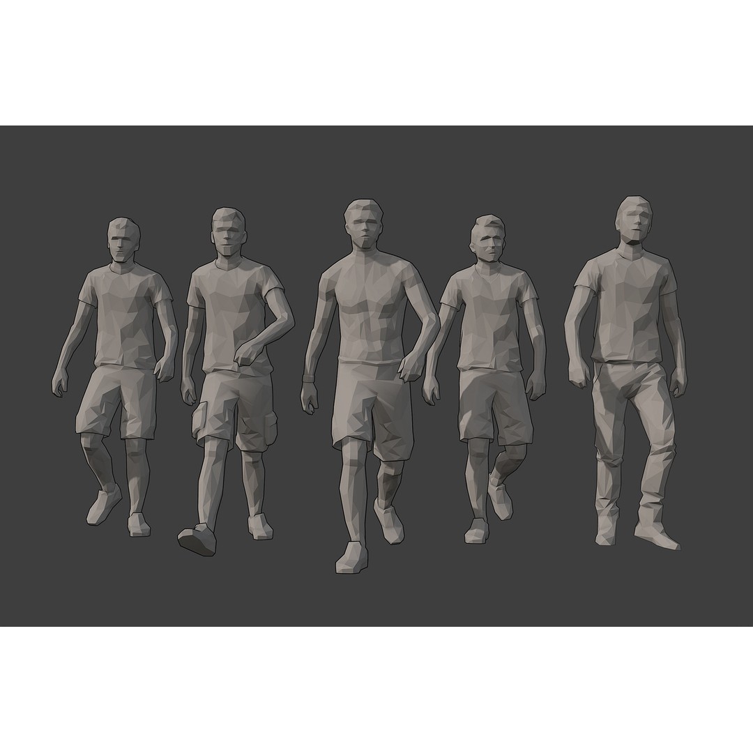 Rigged People 3D Model – Low Poly Character Pack for Games - View 33