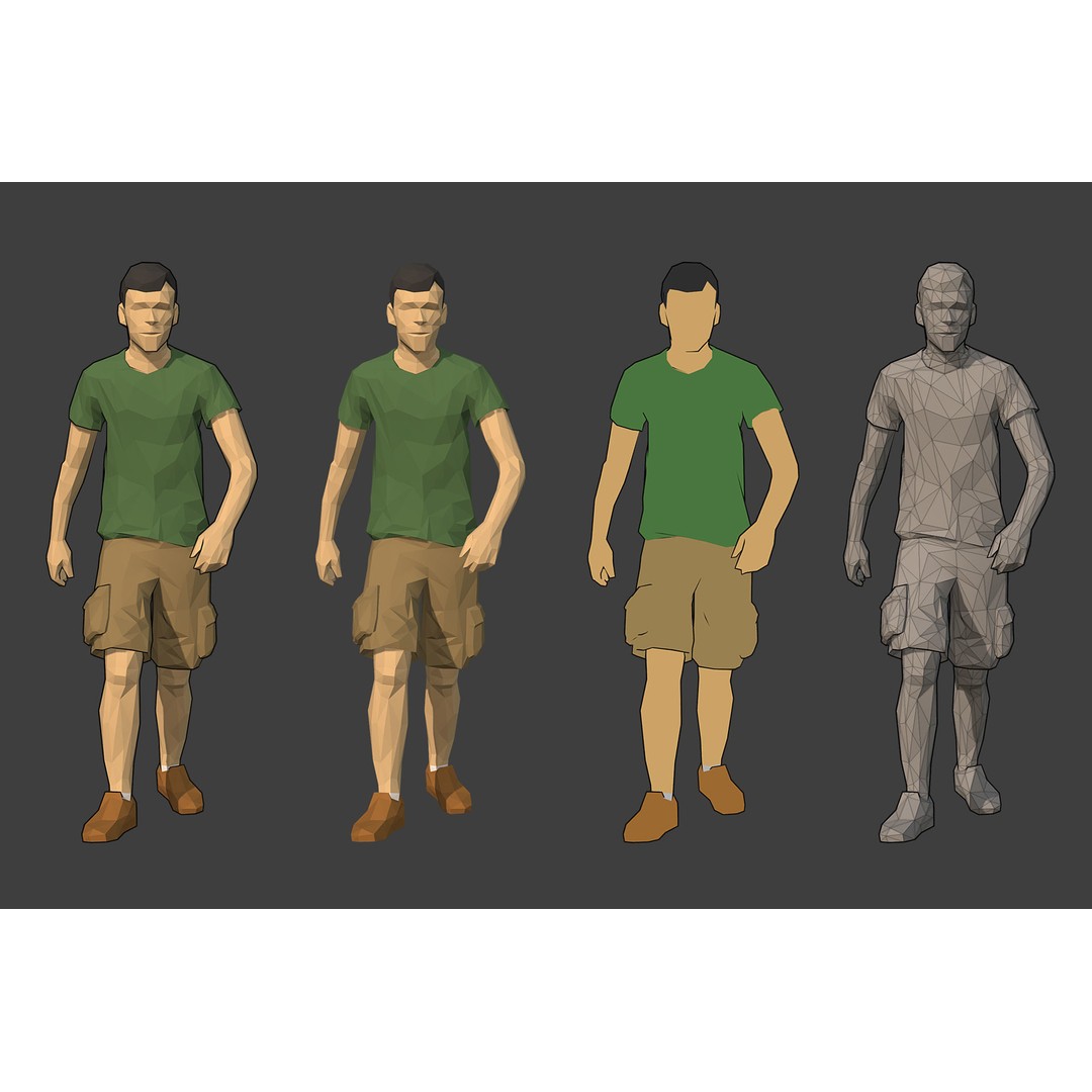Rigged People 3D Model – Low Poly Character Pack for Games - View 5