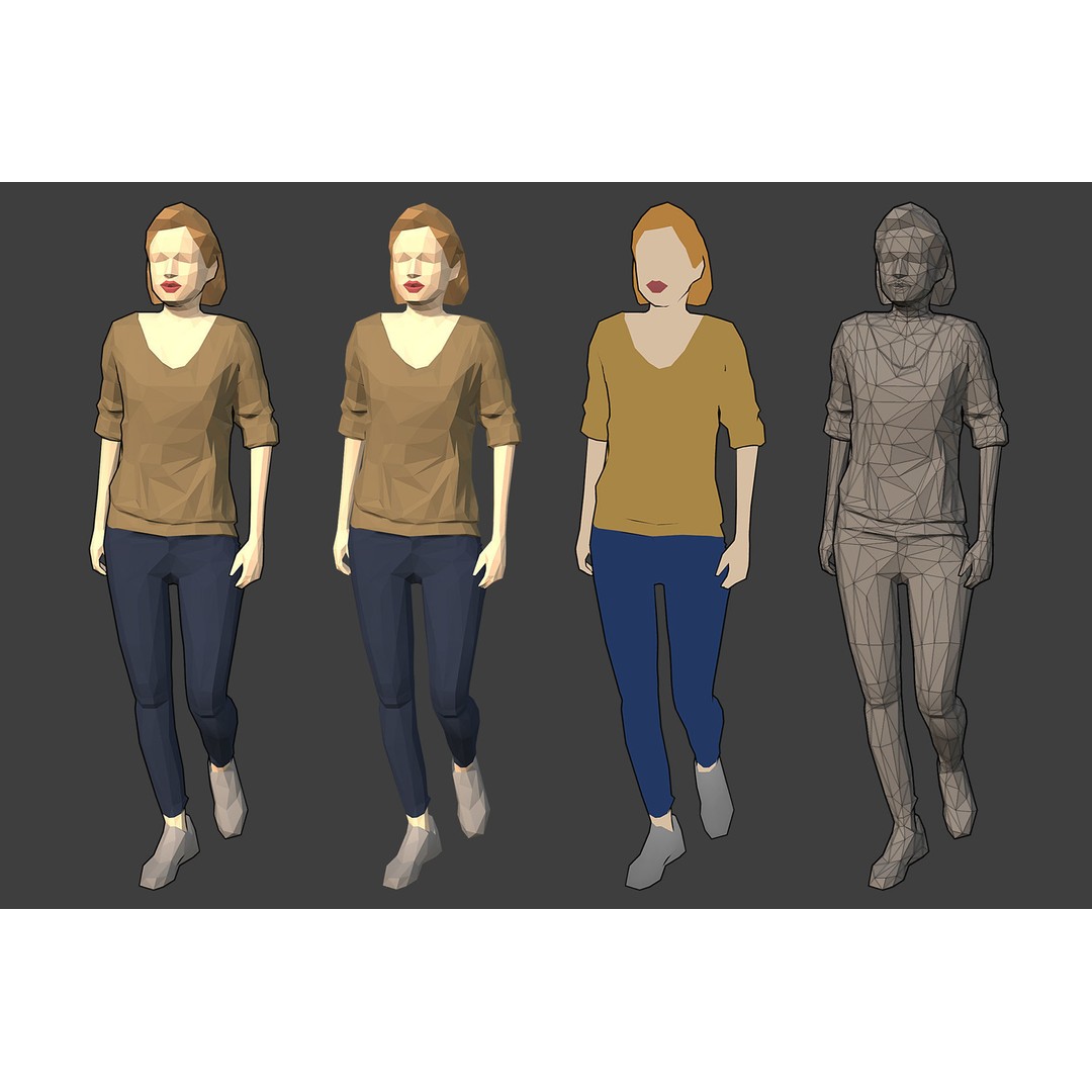 Rigged People 3D Model – Low Poly Character Pack for Games - View 6