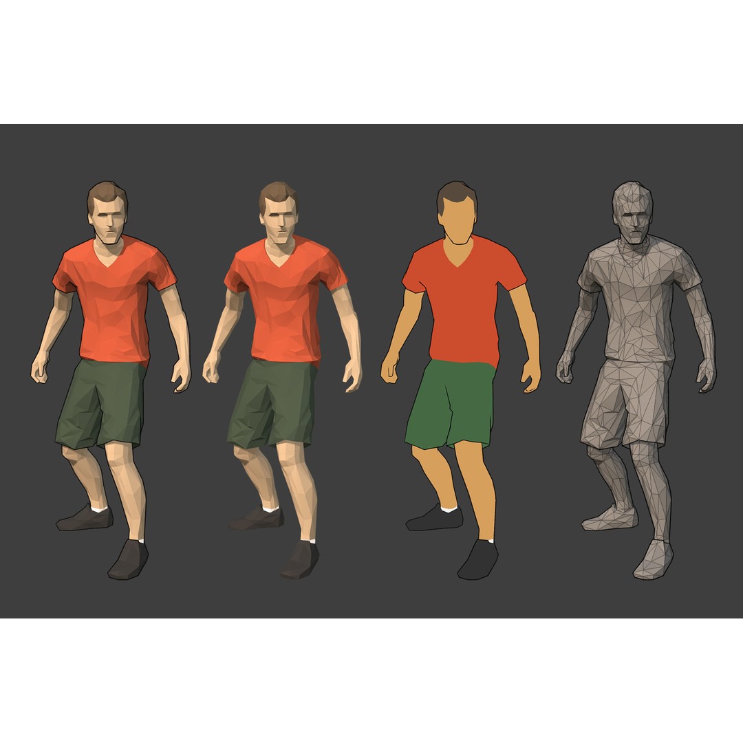 Rigged People 3D Model – Low Poly Character Pack for Games - View 7