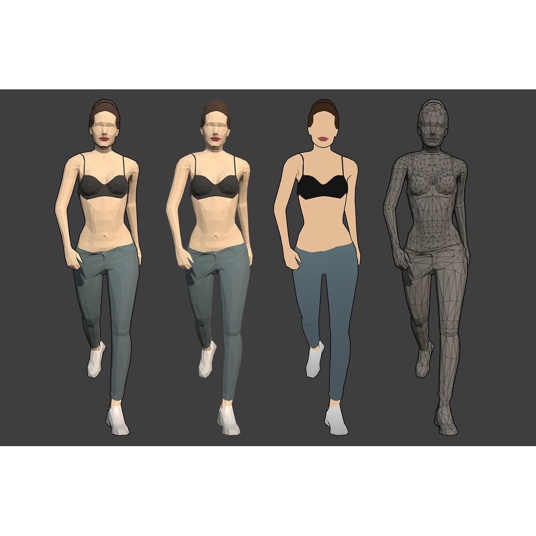 Rigged People 3D Model – Low Poly Character Pack for Games - View 9