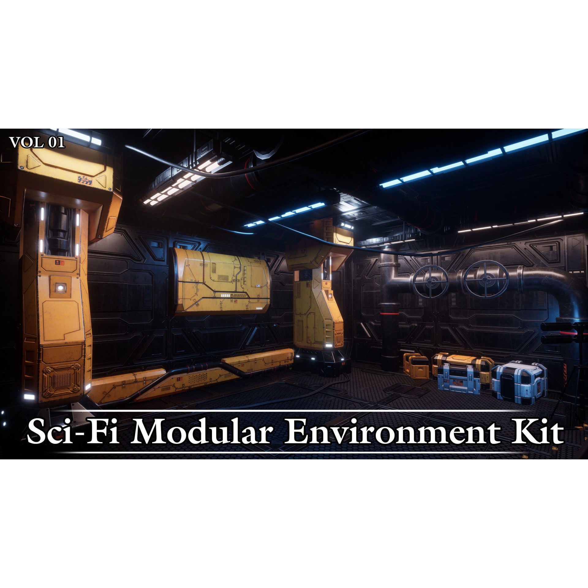 Sci-Fi Modular Environment Kit VOL01 - Low-Poly Game-Ready 3D Model - View 10
