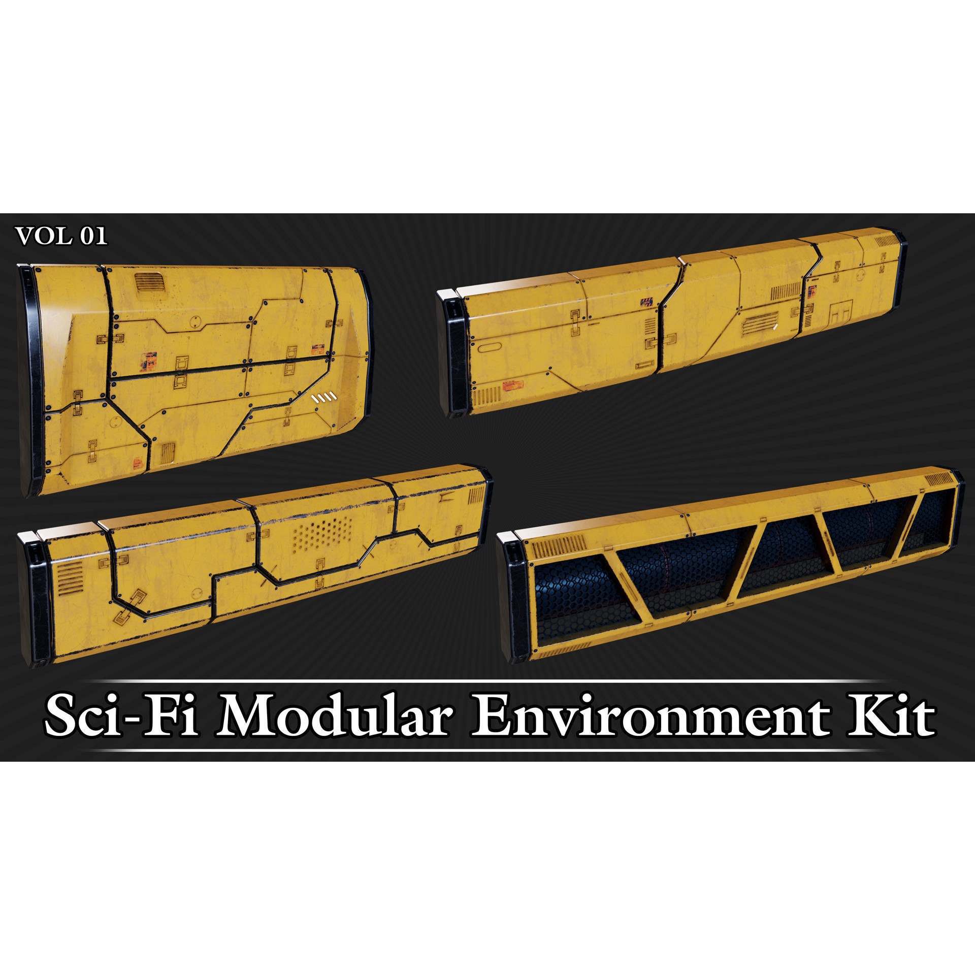 Sci-Fi Modular Environment Kit VOL01 - Low-Poly Game-Ready 3D Model - View 12