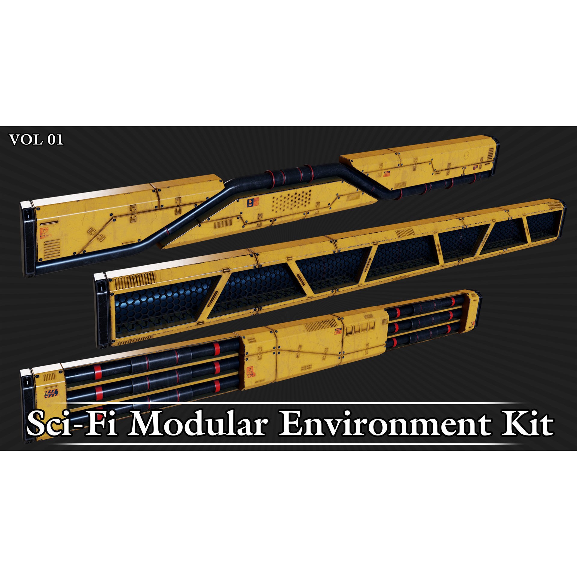 Sci-Fi Modular Environment Kit VOL01 - Low-Poly Game-Ready 3D Model - View 13