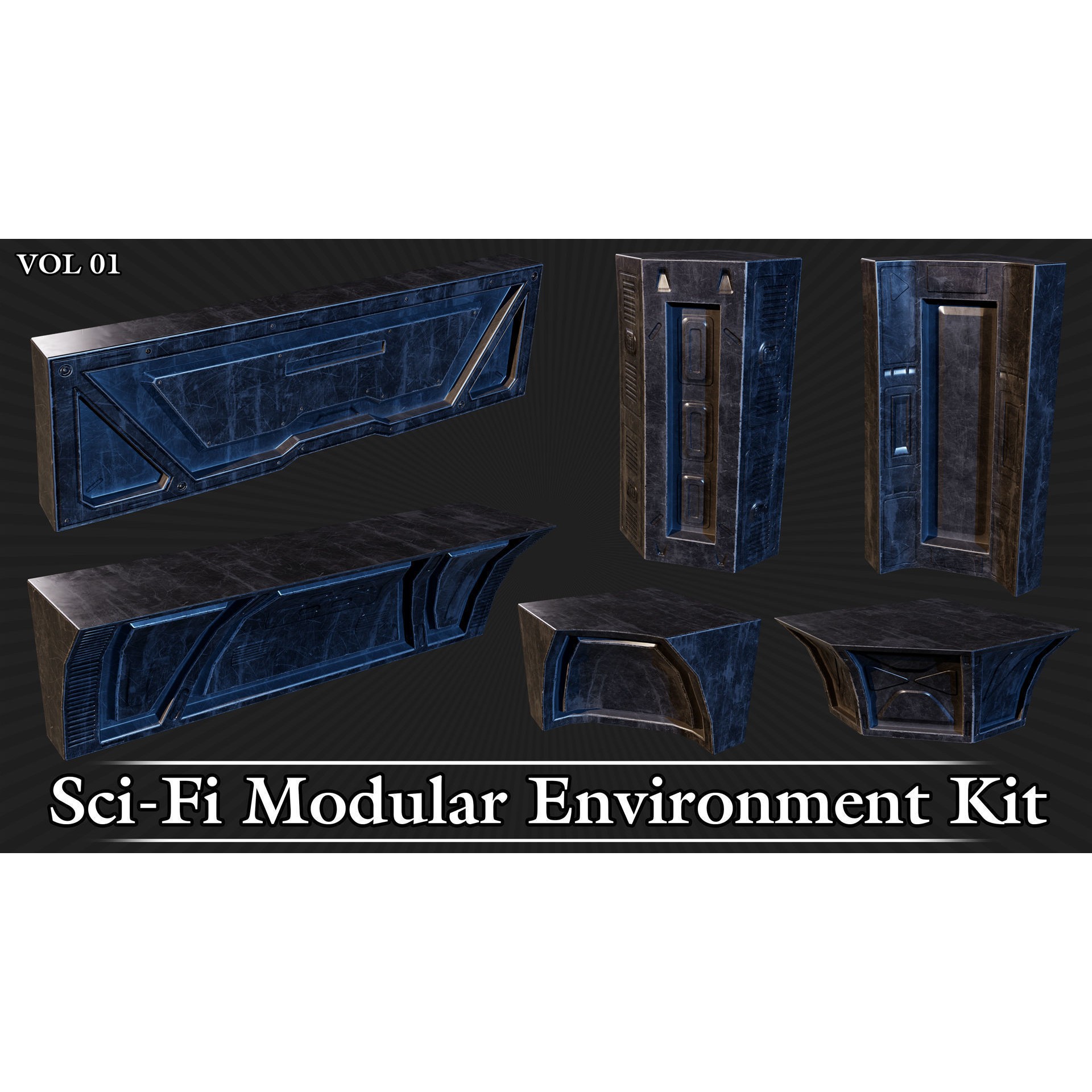 Sci-Fi Modular Environment Kit VOL01 - Low-Poly Game-Ready 3D Model - View 15