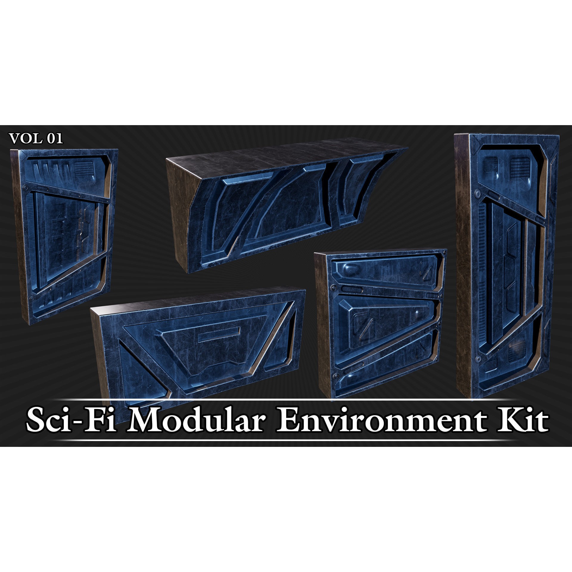 Sci-Fi Modular Environment Kit VOL01 - Low-Poly Game-Ready 3D Model - View 16