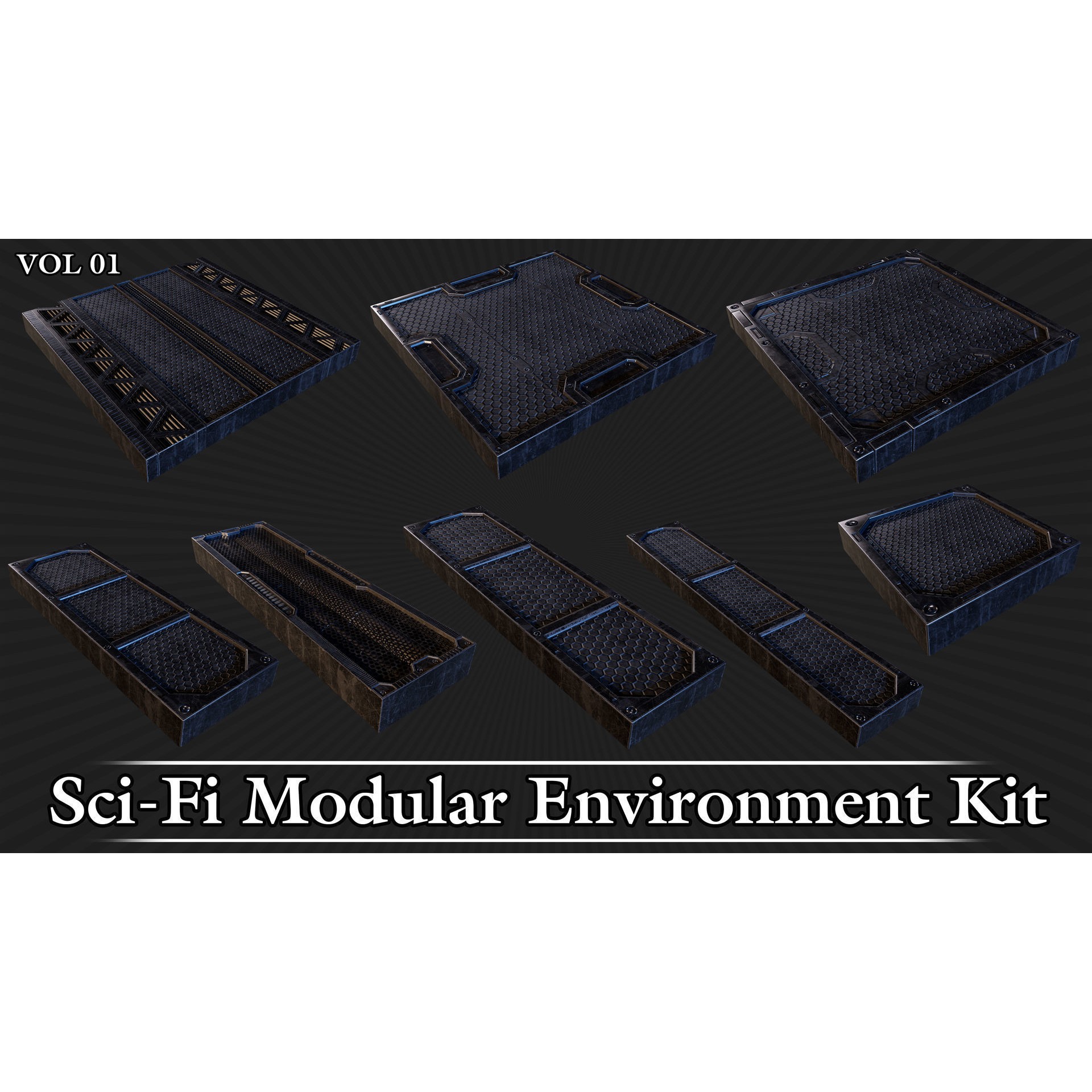 Sci-Fi Modular Environment Kit VOL01 - Low-Poly Game-Ready 3D Model - View 18