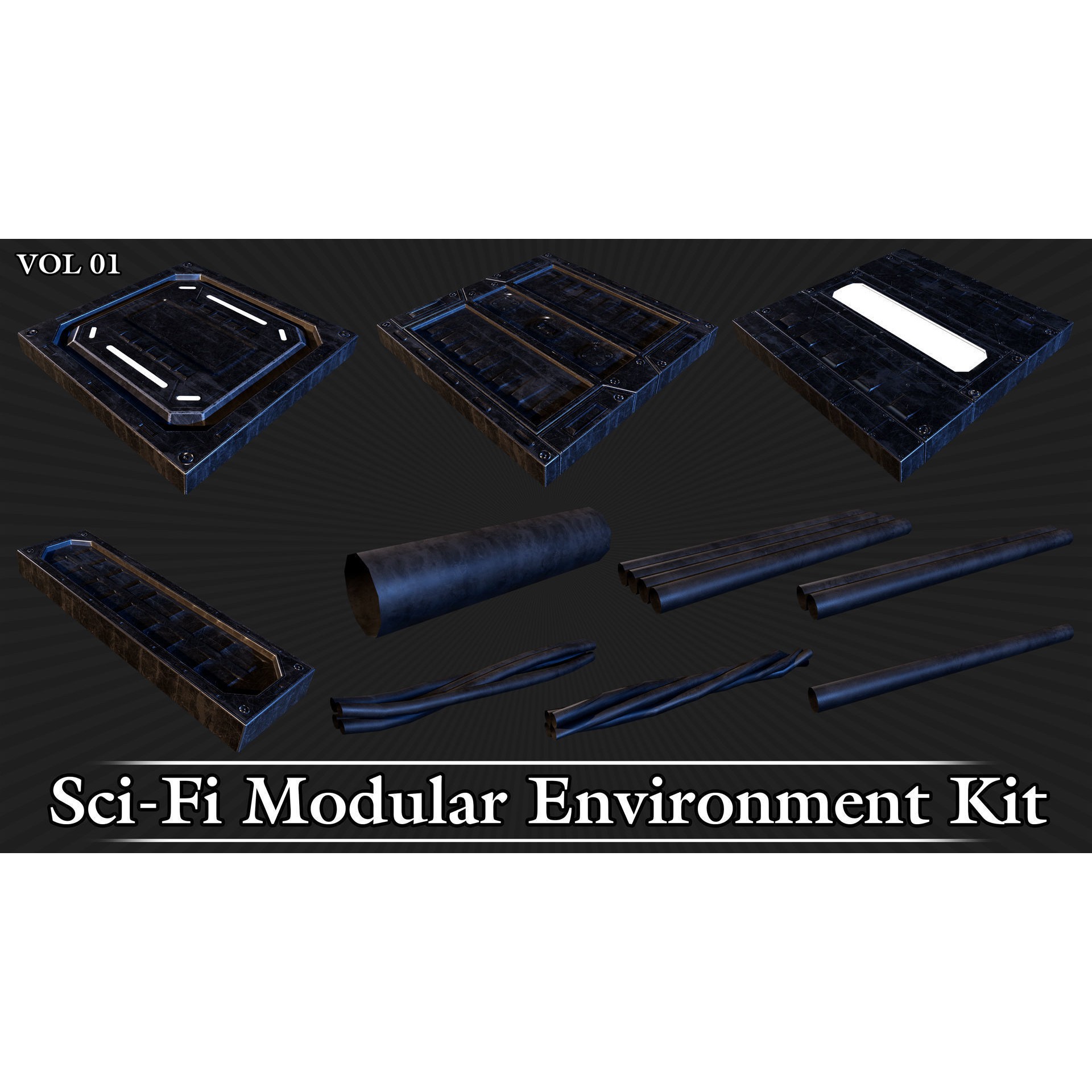 Sci-Fi Modular Environment Kit VOL01 - Low-Poly Game-Ready 3D Model - View 19