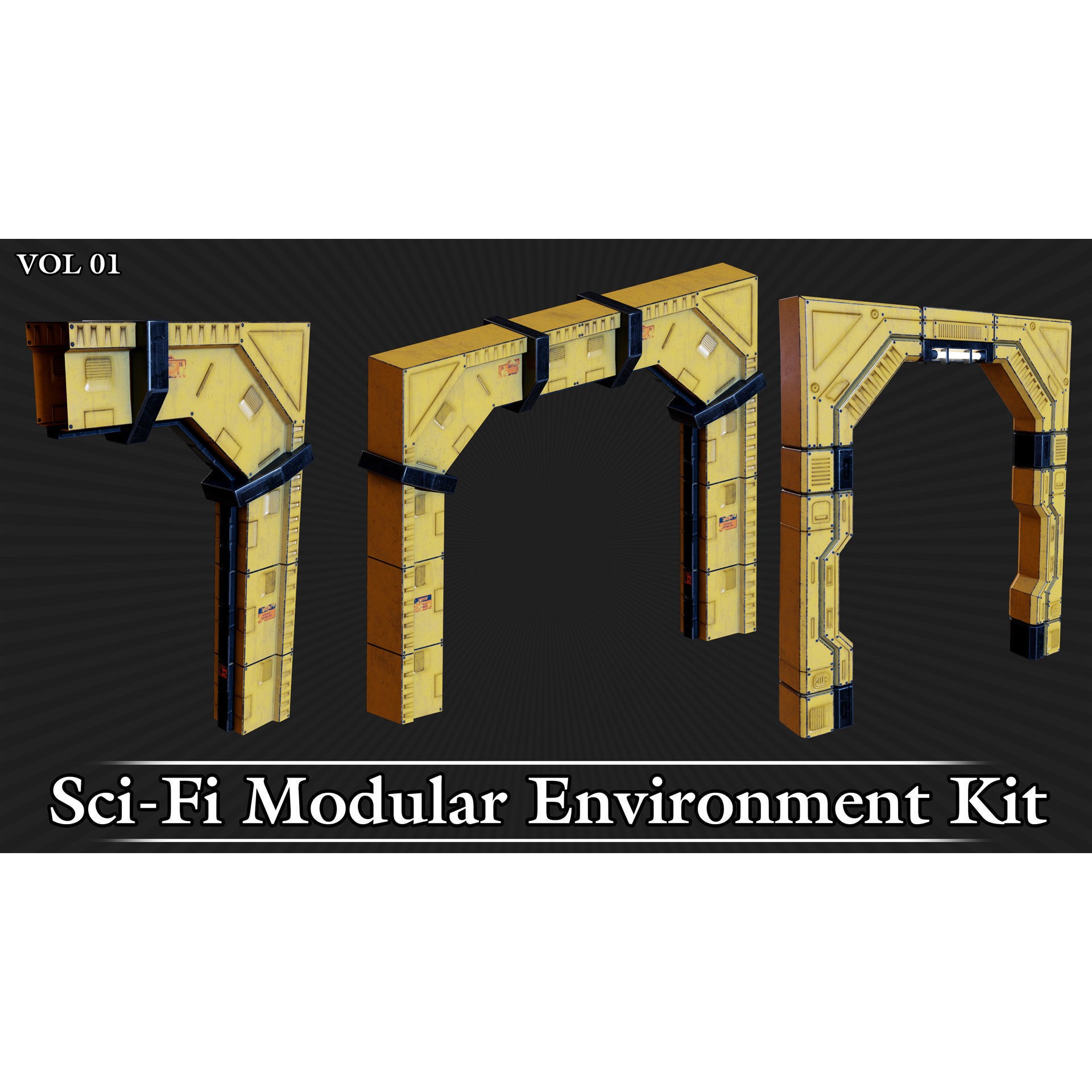 Sci-Fi Modular Environment Kit VOL01 - Low-Poly Game-Ready 3D Model - View 20