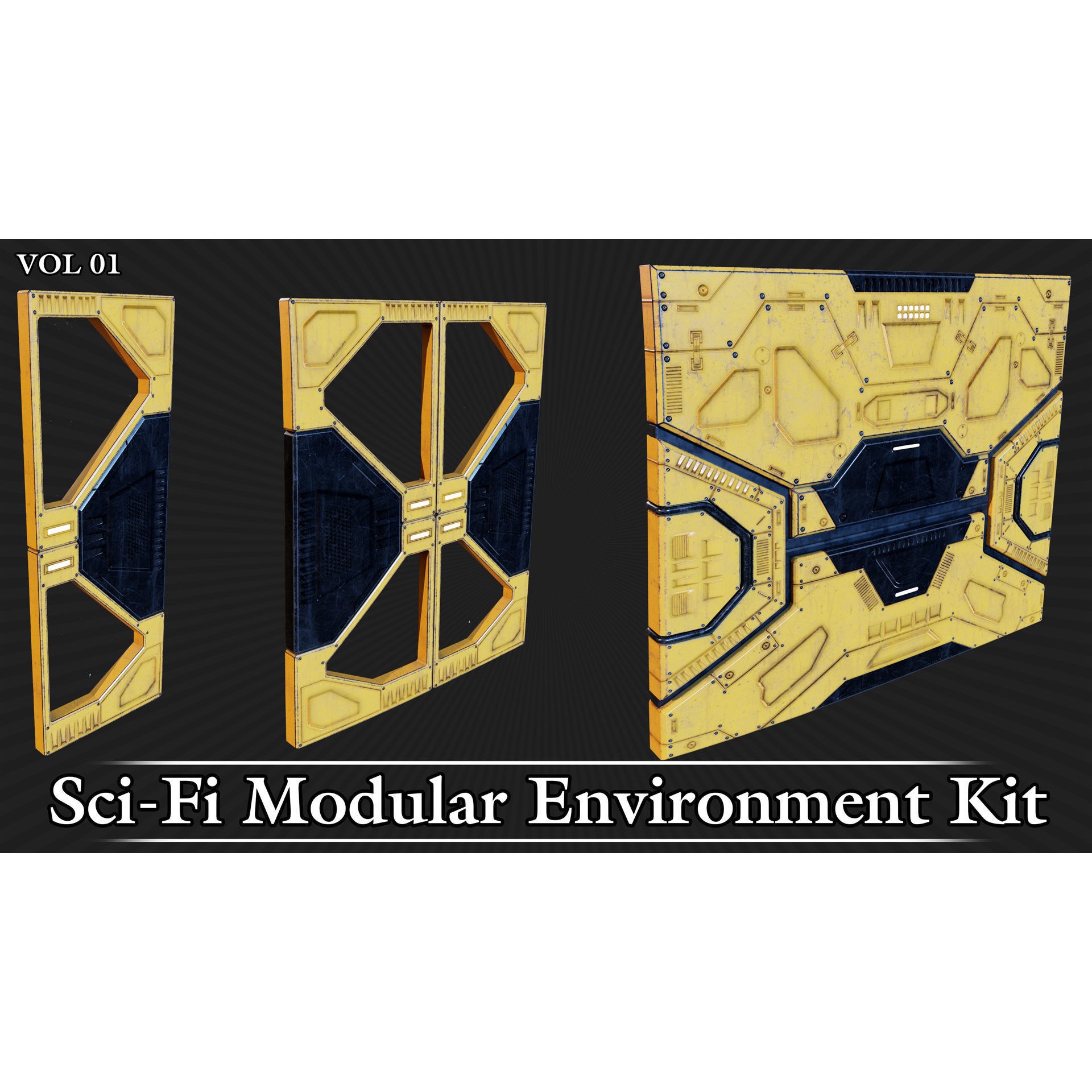 Sci-Fi Modular Environment Kit VOL01 - Low-Poly Game-Ready 3D Model - View 22