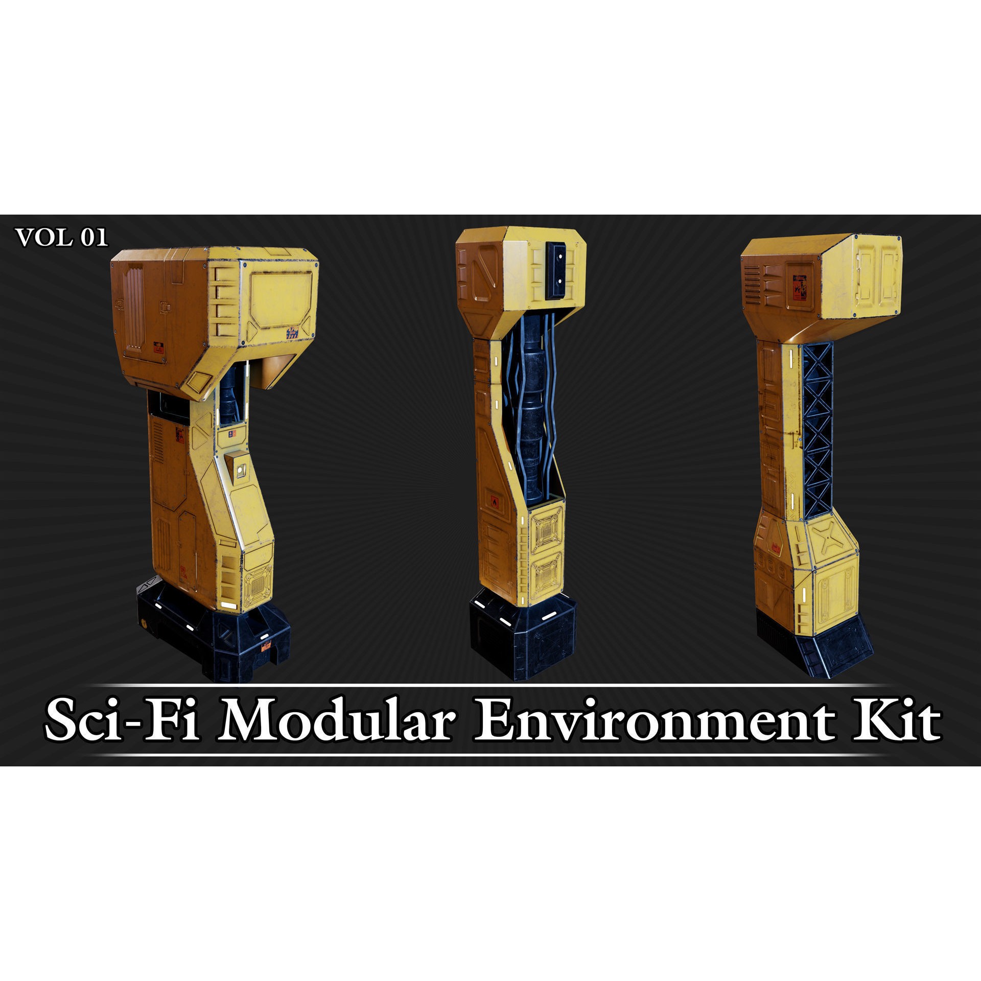 Sci-Fi Modular Environment Kit VOL01 - Low-Poly Game-Ready 3D Model - View 24