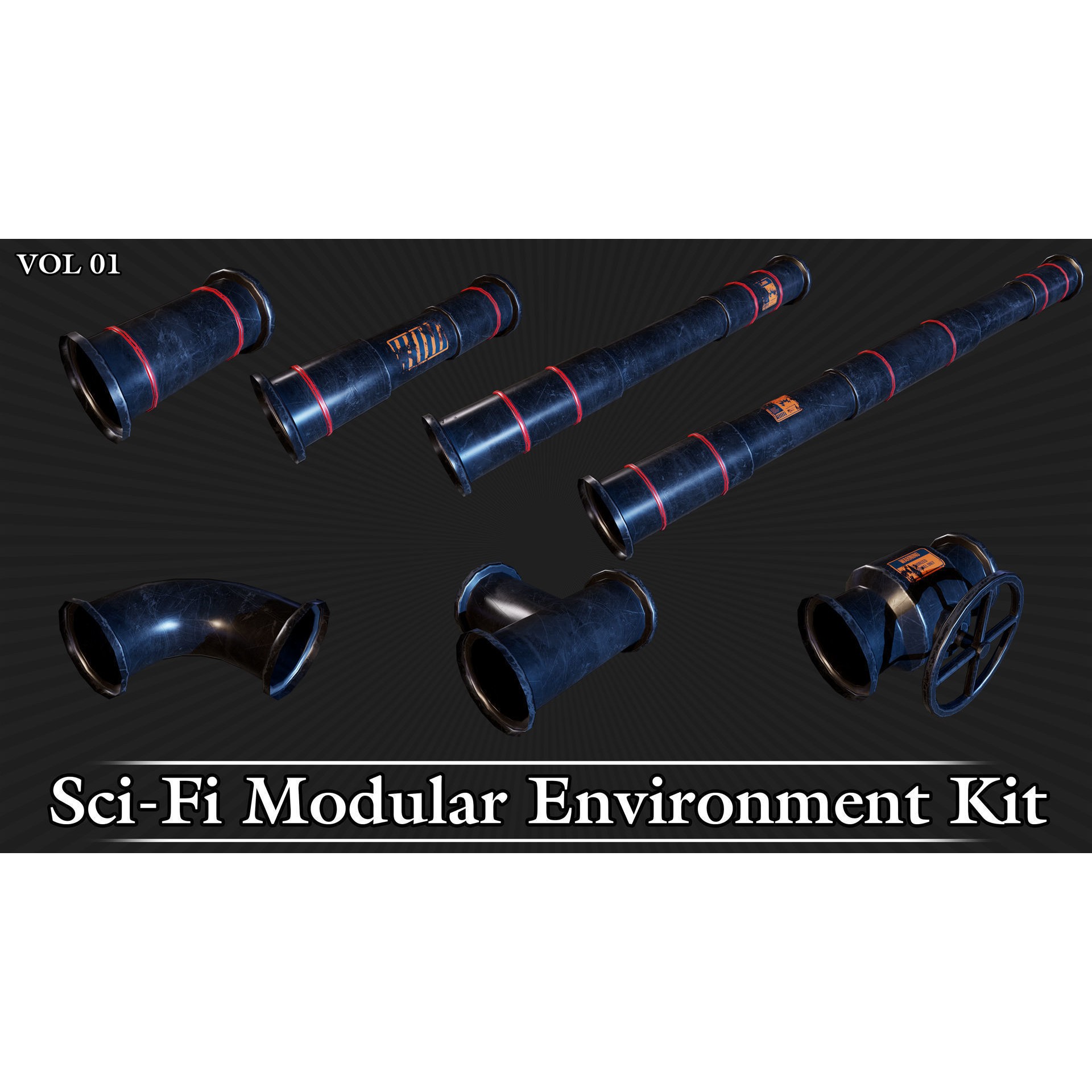 Sci-Fi Modular Environment Kit VOL01 - Low-Poly Game-Ready 3D Model - View 25