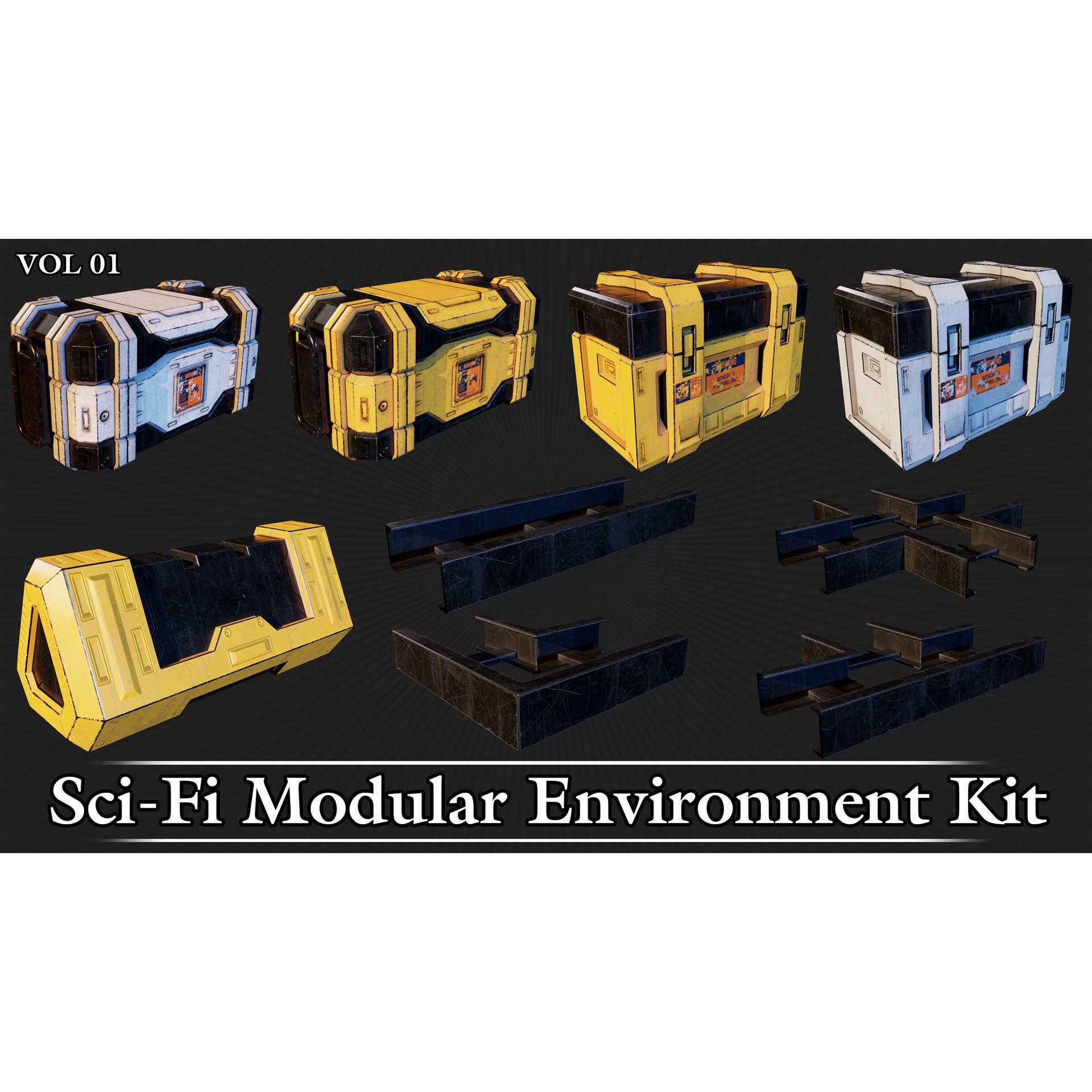 Sci-Fi Modular Environment Kit VOL01 - Low-Poly Game-Ready 3D Model - View 26