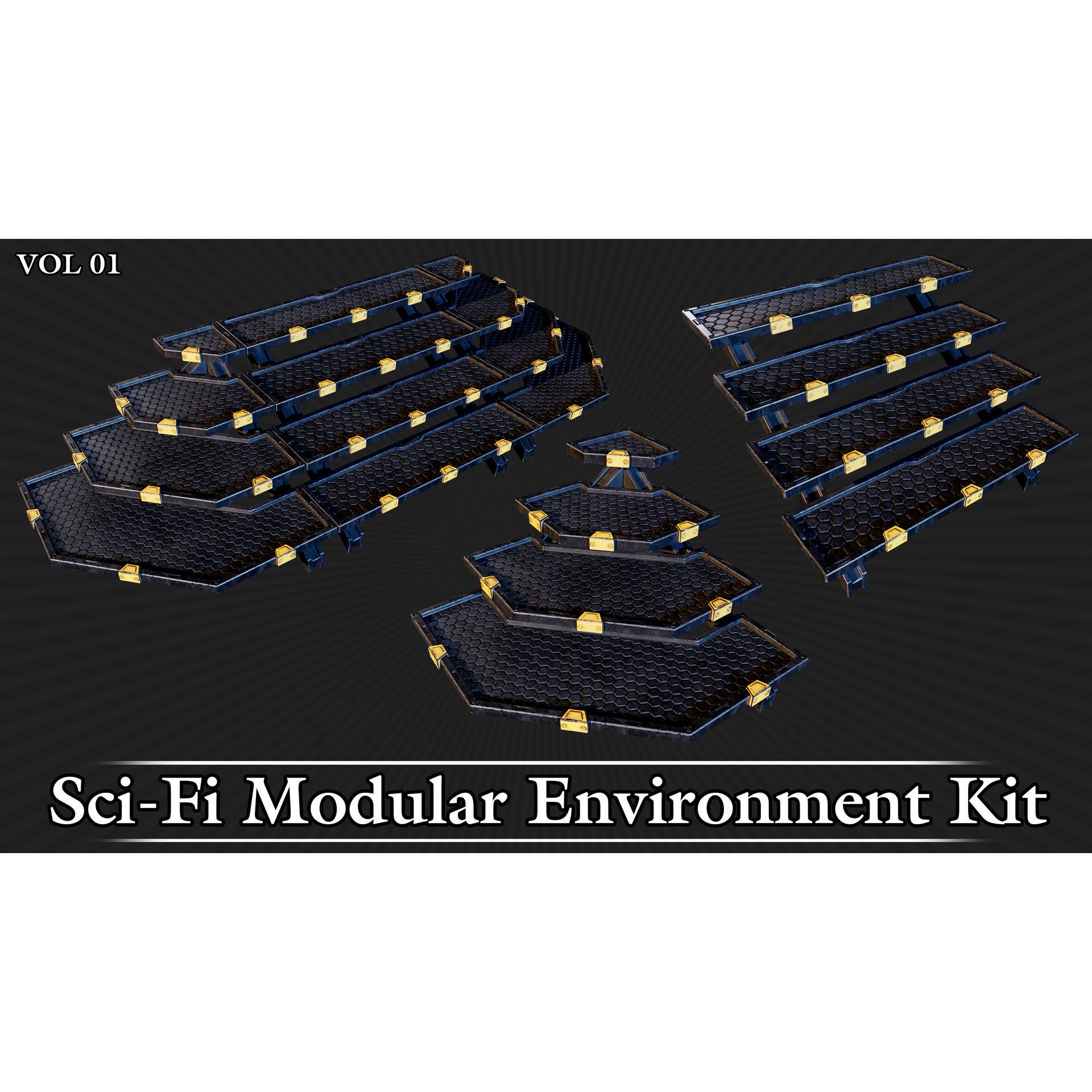 Sci-Fi Modular Environment Kit VOL01 - Low-Poly Game-Ready 3D Model - View 27
