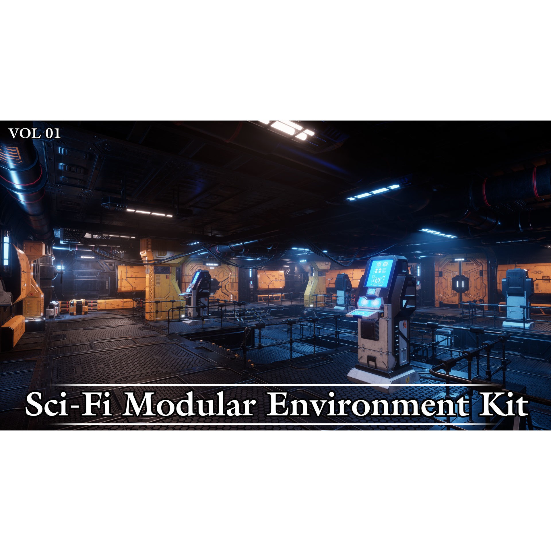 Sci-Fi Modular Environment Kit VOL01 - Low-Poly Game-Ready 3D Model - View 3