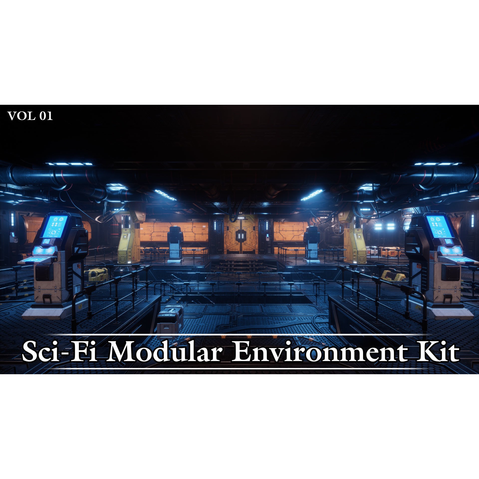 Sci-Fi Modular Environment Kit VOL01 - Low-Poly Game-Ready 3D Model - View 5