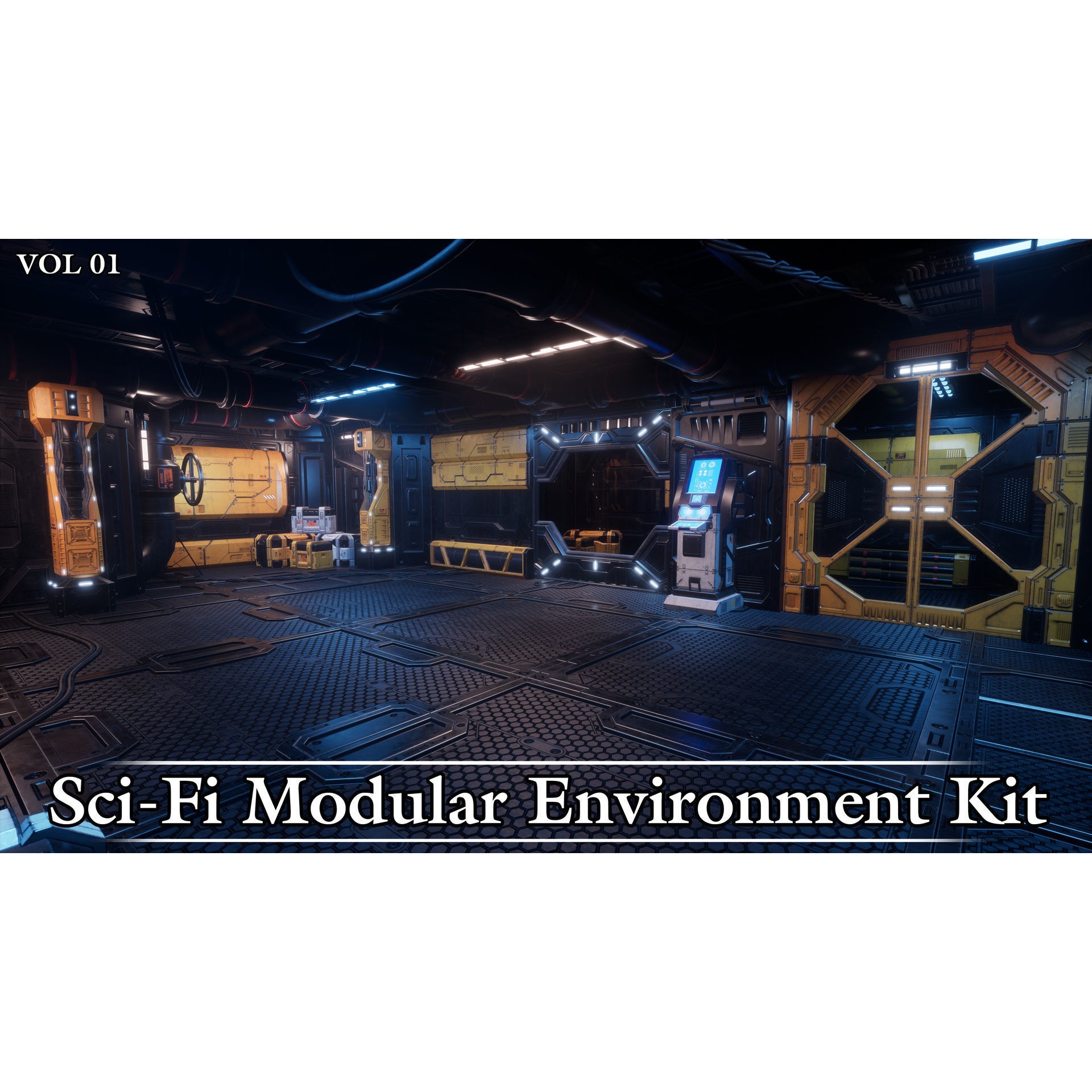 Sci-Fi Modular Environment Kit VOL01 - Low-Poly Game-Ready 3D Model - View 7