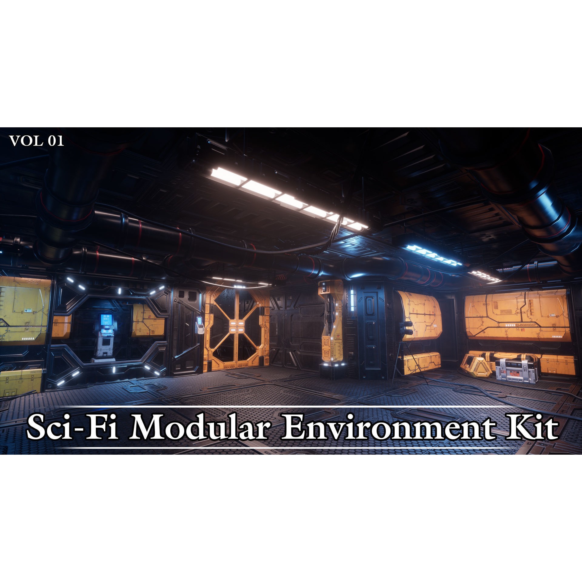 Sci-Fi Modular Environment Kit VOL01 - Low-Poly Game-Ready 3D Model - View 8
