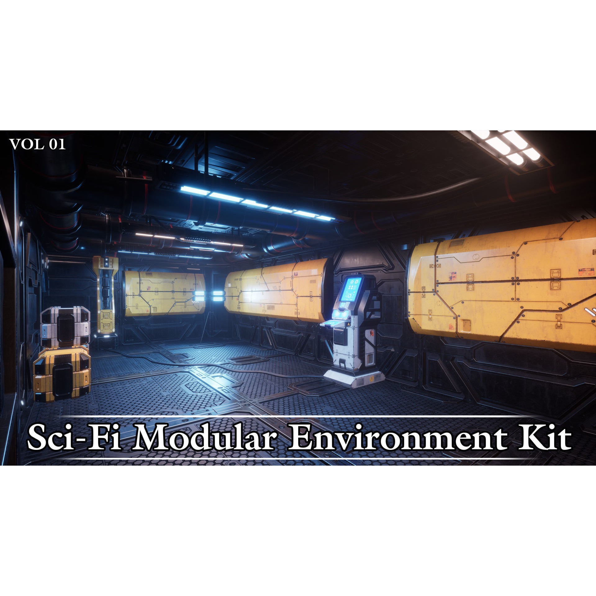 Sci-Fi Modular Environment Kit VOL01 - Low-Poly Game-Ready 3D Model - View 9