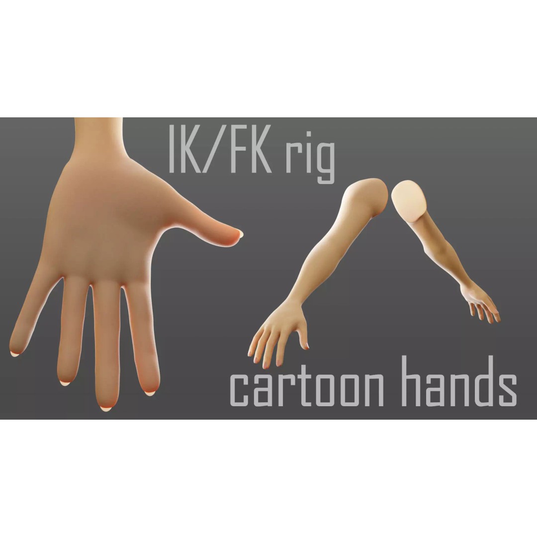 Cartoon Hand 3D Model – Low Poly Rigged Character for Animation - View 2
